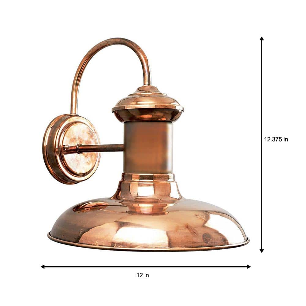 Brookside Vintage Copper Lantern Wall Sconce, 14" Dimmable