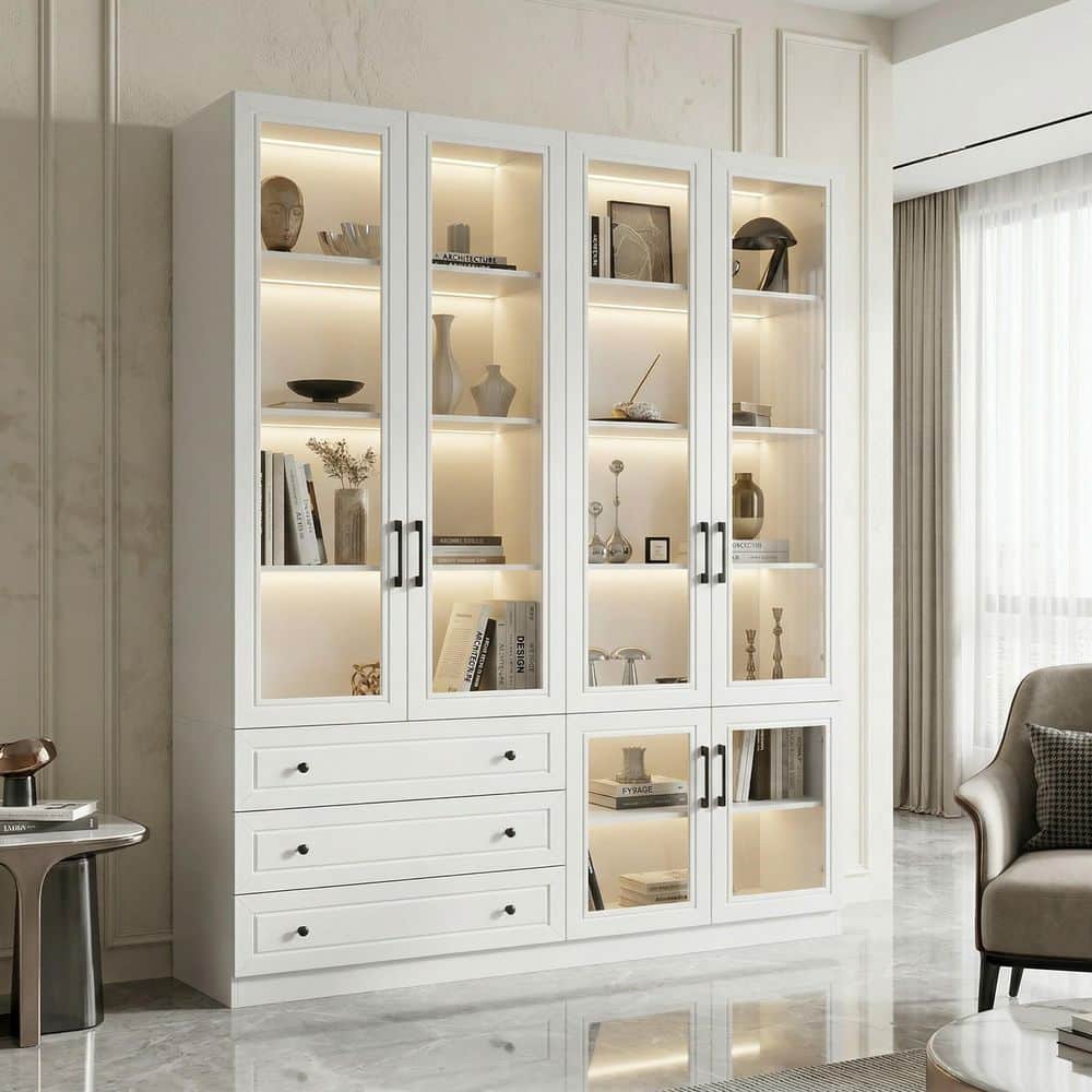 フクれいみシェルフ FUFU&GAGA 78.7 in. Tall White Paint Finish Wood 10-Shelf Accent