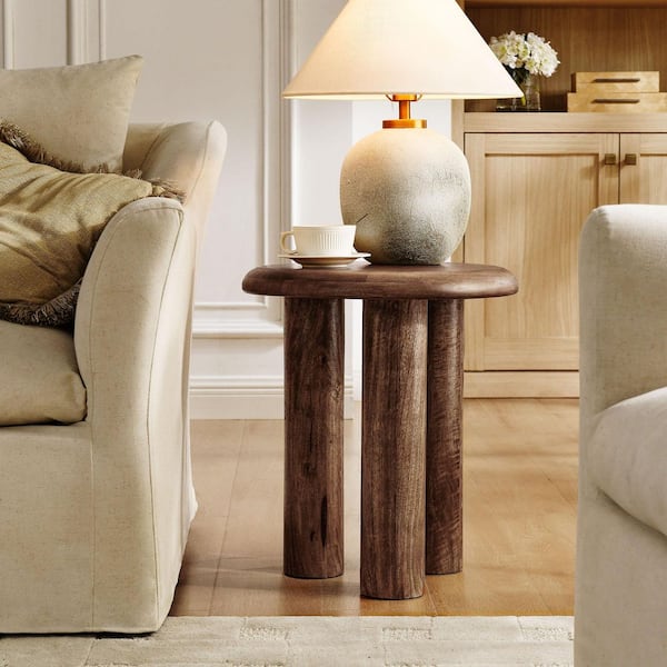 Mavina Mango Wood Side Table in Walnut