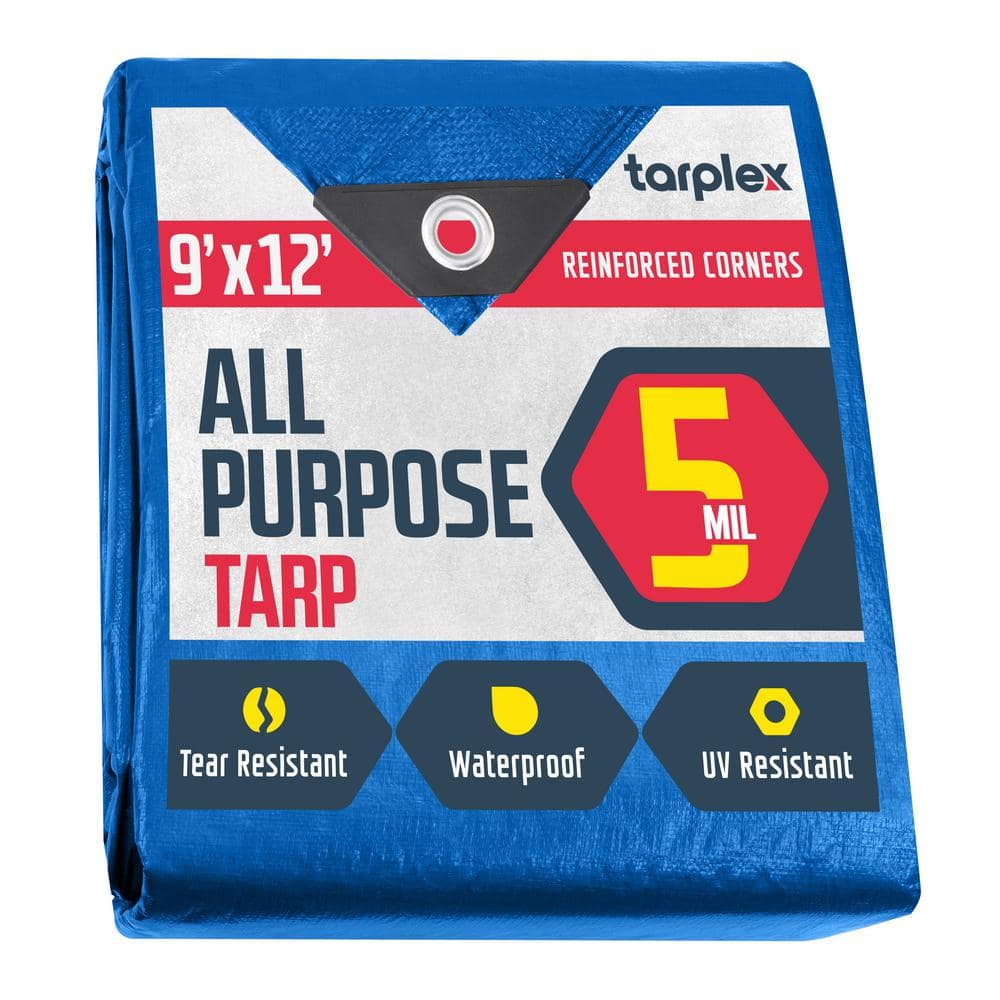 Tarplex 9 ft. x 12 ft. Greater Blue All Purpose Tarp 5 Mil Poly, Waterproof
