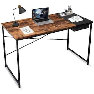 47 in. Black Rectangular Computer Desk With Flip-out Drawer