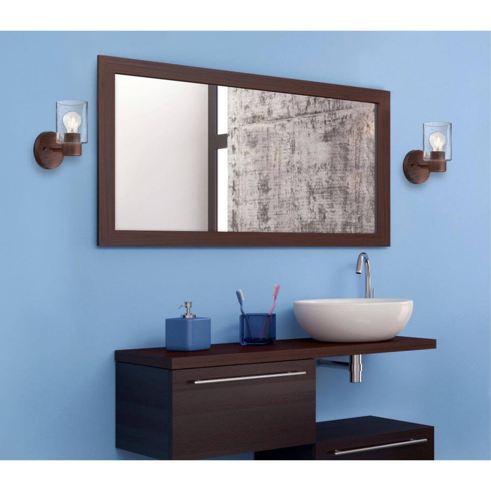 Walnut and Clear Glass Cylinder Wall Sconce