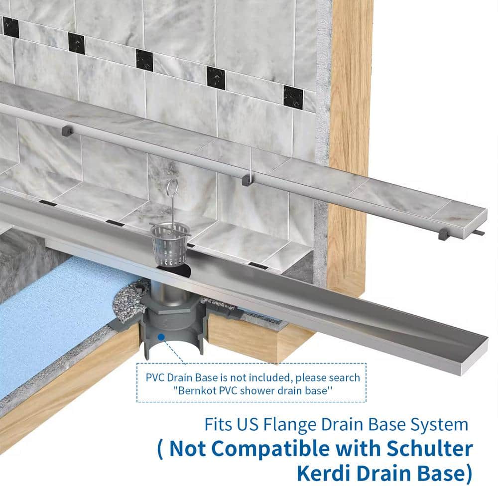 24" Matte Black Stainless Steel Linear Shower Drain