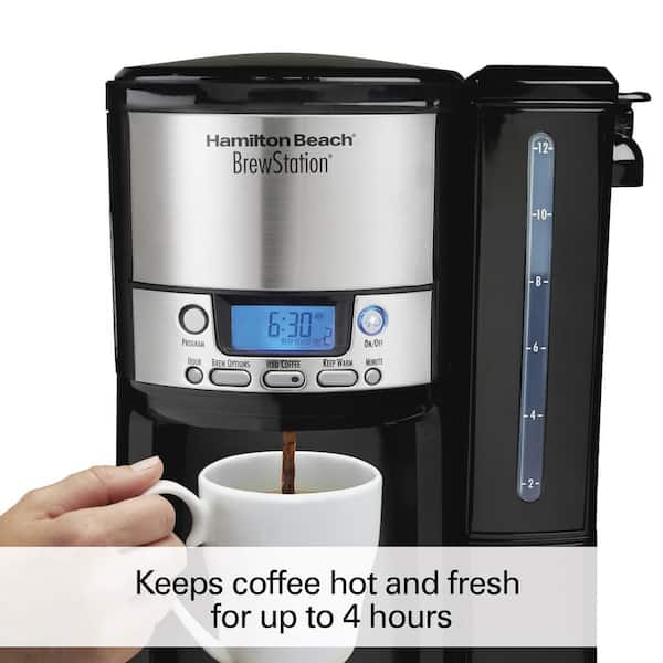 Hamilton Beach BrewStation 12 Cup Programmable Black Drip Coffee Maker with Removable Water Reservoir 47900G The Home Depot