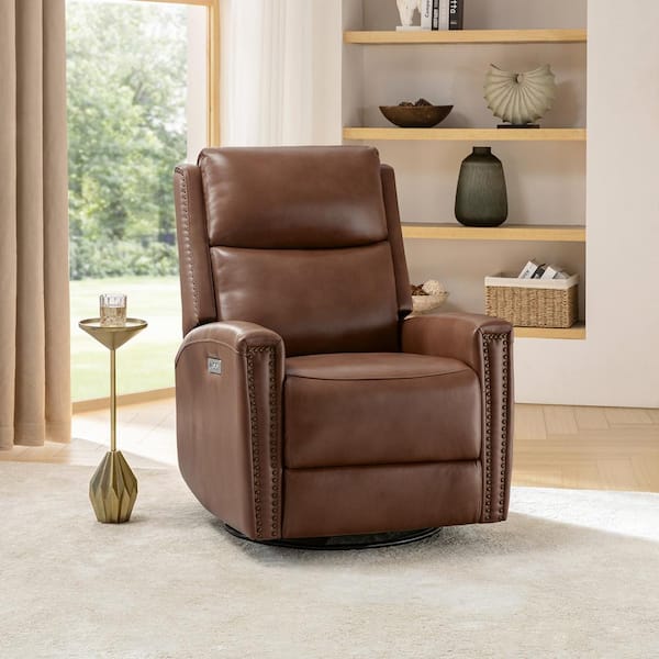 JAYDEN CREATION Miriam Brown 30.25 in. Genuine Leather