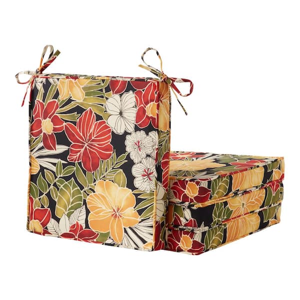 18 in. x 18 in. Aloha Black Square Outdoor Dining Seat Cushion (4-Pack)