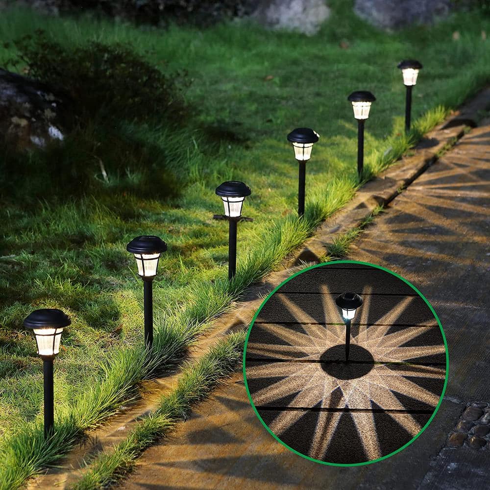 Warm White Solar Powered Outdoor Pathway Lights, 12-Pack