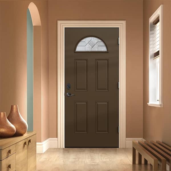 JELD-WEN 36 in. x 80 in. Left-Hand Fan Lite Caldwell Decorative