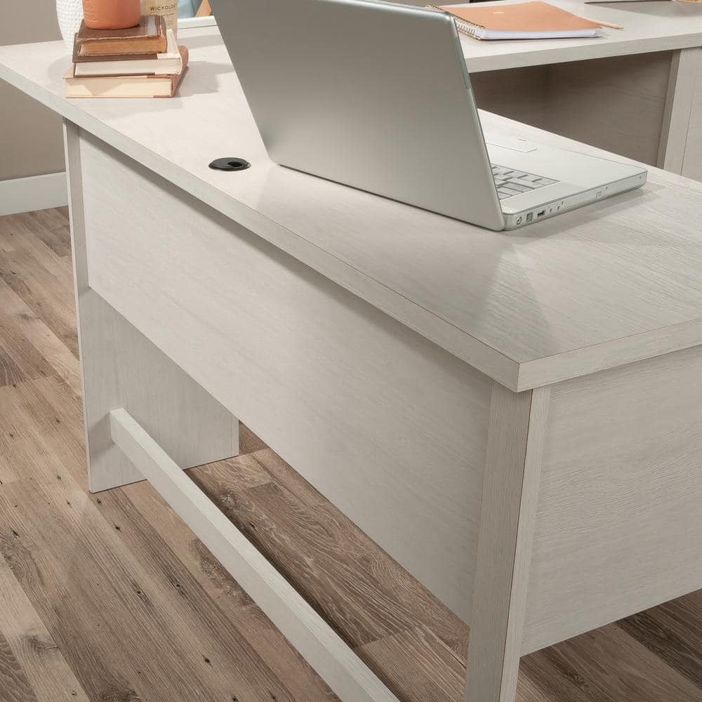 Glacier Oak L-Shaped Executive Desk with Drawer and Filing Cabinet