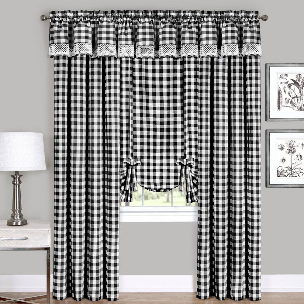 Black and White Buffalo Check 42" x 95" Drape Panel