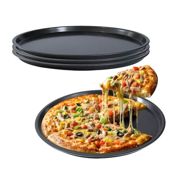 4 Pack Carbon Steel Deep Dish Pizza Pan Non-Stick Baking Tray Set for Oven Dishwasher Safe Heavy Duty