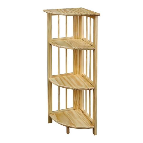 Natural Wood 4 Shelf Corner Bookcase, Casual Home Montego 3 Shelf Corner Bookcase With Storage