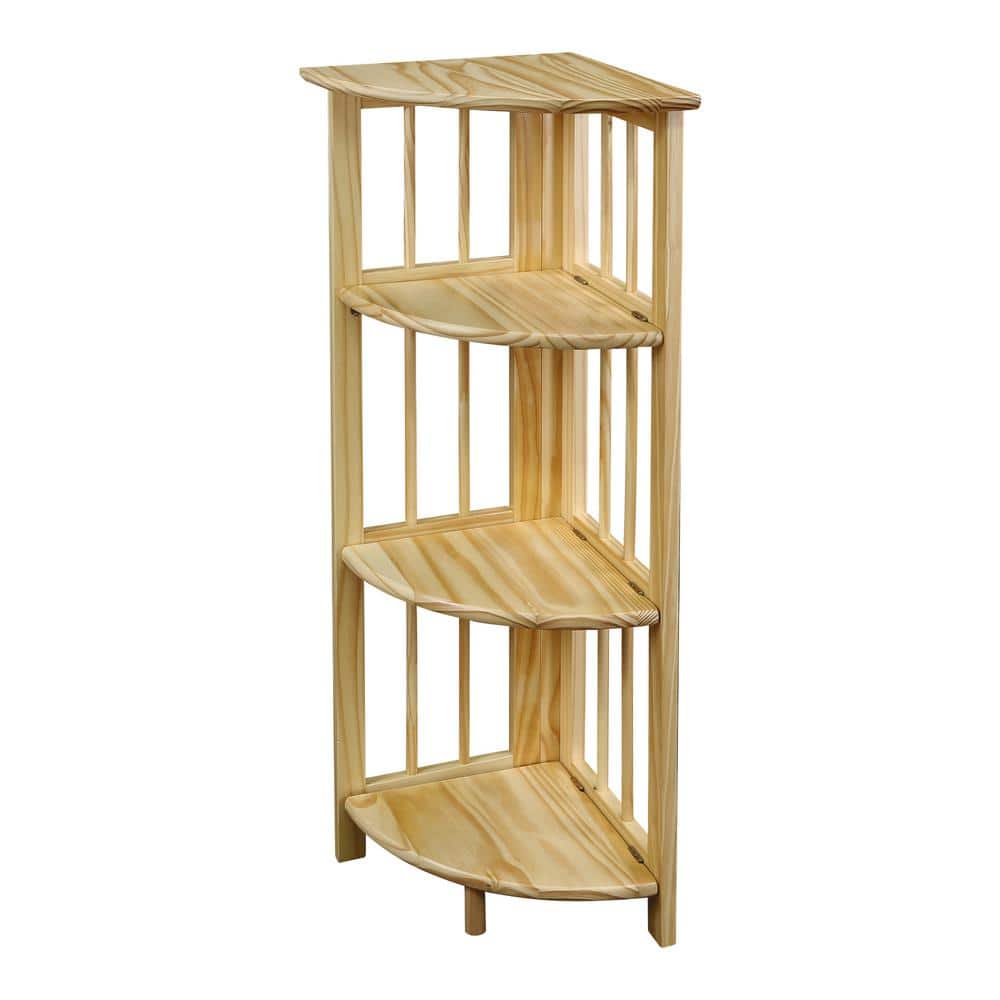 New Natural Wood Wooden Corner Shelf Wall Mounted Storage Unit Shelves Kit Home 
