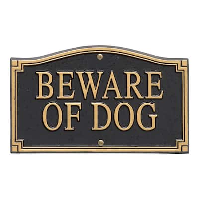 Black/Gold Beware of Dog Statement Plaque
