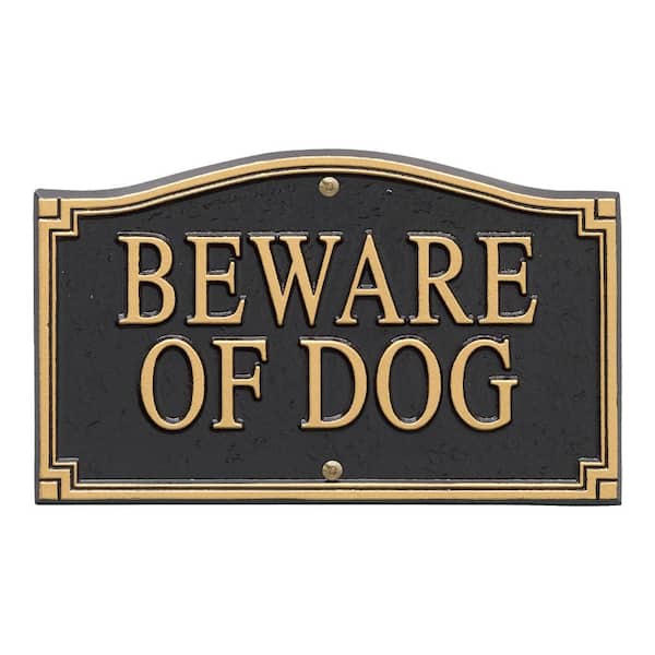 Whitehall Products Black/Gold Beware of Dog Statement Plaque
