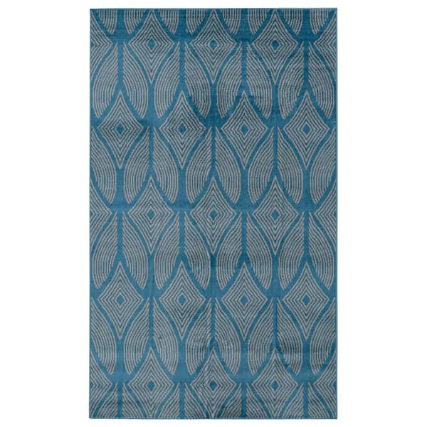 Kobe Henley Blue and Light Grey 6 ft. 5 in. x 9 ft. 3 in. Area rug