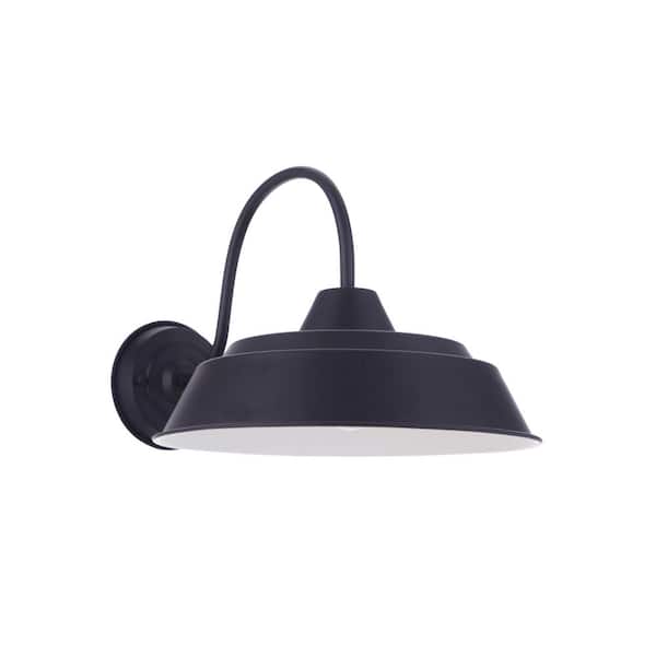 CRAFTMADE Landmark 9.63 in. Black Finish Outdoor Hardwired Wall Lantern Sconce w/ Shade, No Bulb Included