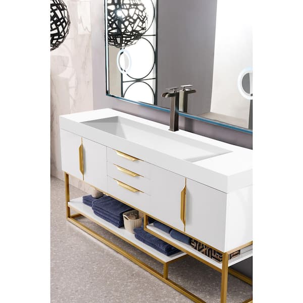 James Martin Vanities Columbia 72.5 in. W x 18.8 in. D x 32.0 in. H Double Bath Vanity Cabinet without Top in Glossy White