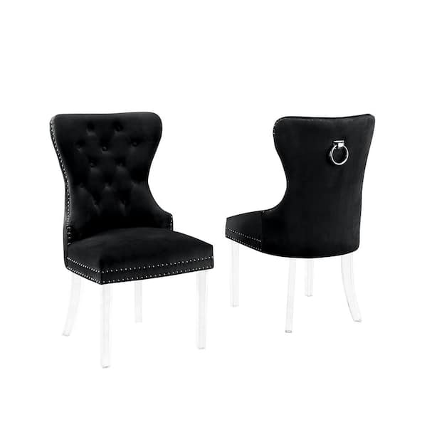 Best Quality Furniture Sal Black Velvet Dining Chairs (Set of 2)