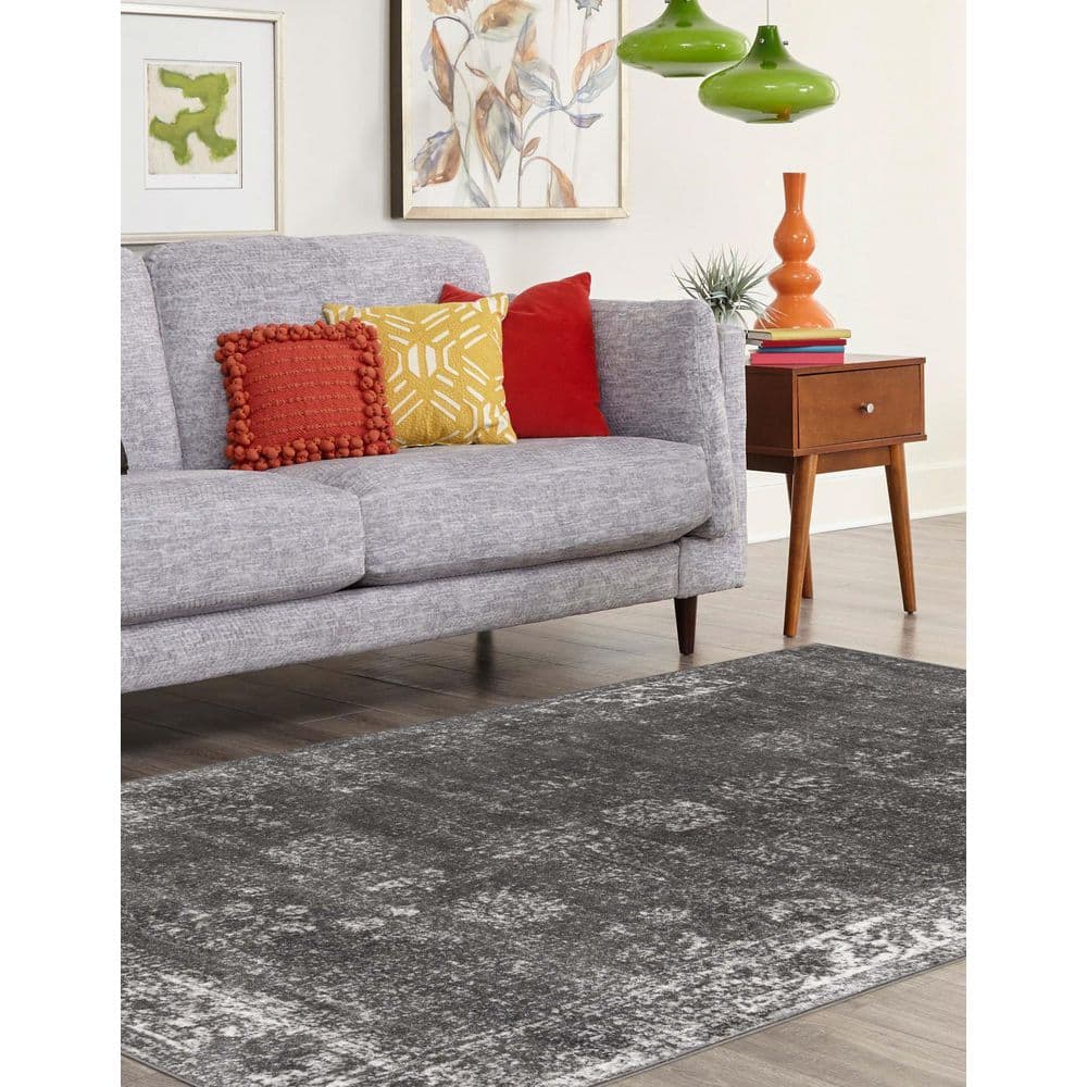 Casino Sofia Dark Gray 9' x 12' Rectangular Synthetic Area Rug