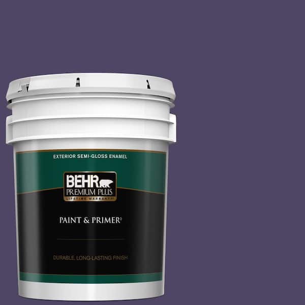 BEHR PREMIUM PLUS 5 gal. #S-H-650 Berry Charm Semi-Gloss Enamel Exterior Paint & Primer