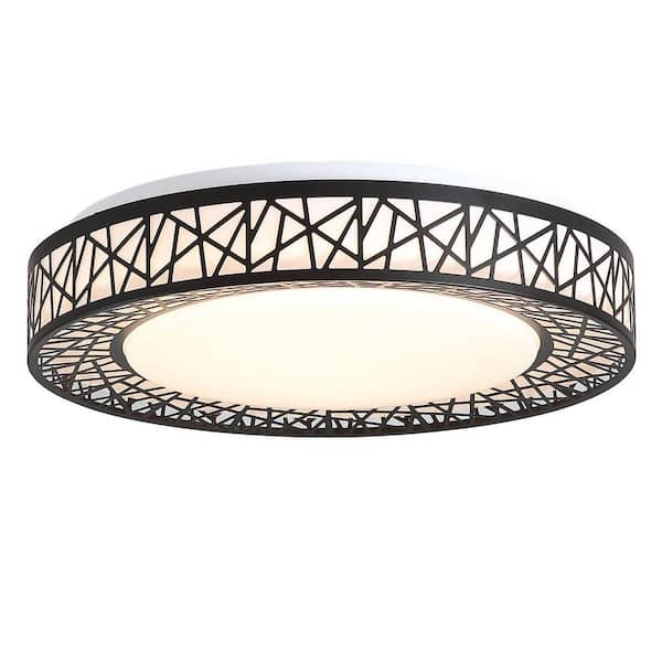 12 in. 20-Watt Modern Matte Black Integrated LED Flush Mount with Acrylic Shade