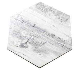French Country Birchwood Gray Hexagon 8 in. x 8 in. Wood Look Glass Backsplash Wall Tile (0.4 sq. ft./Piece)