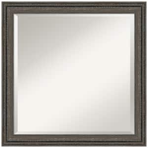 Upcycled Brown Grey 23.5 in. x 23.5 in. Beveled Farmhouse Square Wood Framed Bathroom Wall Mirror in Brown