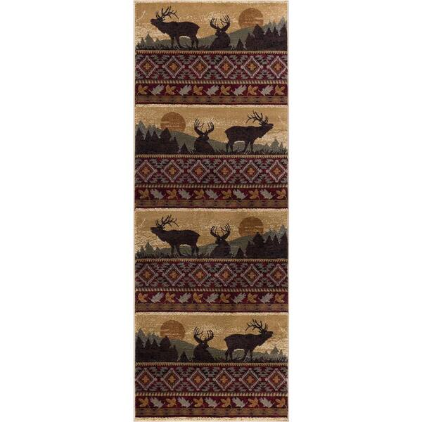 Tayse Rugs Nature Lodge Red 3 ft. x 8 ft. Indoor Runner Rug