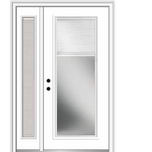 51 in. x 81.75 in. Internal Blinds Right Hand Inswing Full-Lite Primed Steel Prehung Front Door with One Sidelite