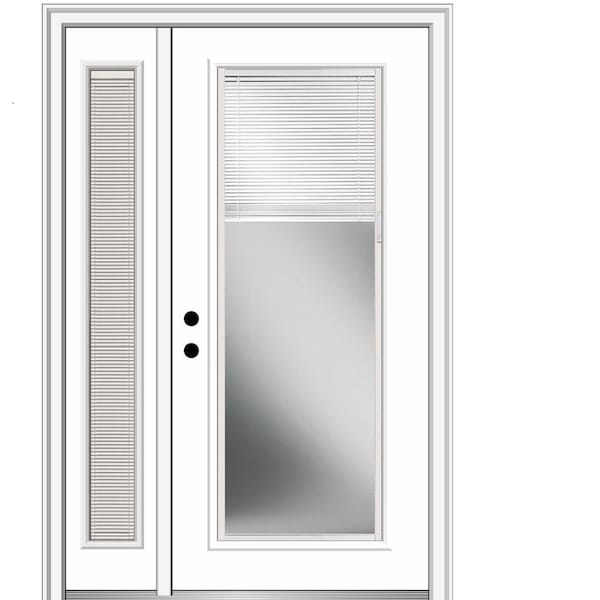 MMI Door 51 in. x 81.75 in. Internal Blinds Right Hand Inswing Full-Lite Primed Steel Prehung Front Door with One Sidelite