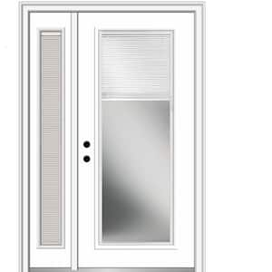 53 in. x 81.75 in. Internal Blinds Right Hand Inswing Full-Lite Primed Steel Prehung Front Door with One Sidelite