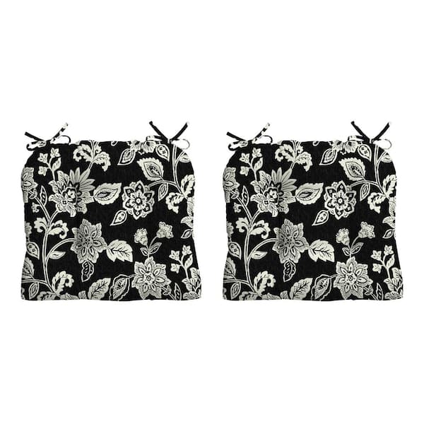 ARDEN 20 in. x 18 in. Ashland Black Jacobean Rectangle Outdoor Seat Cushion (2-Pack)