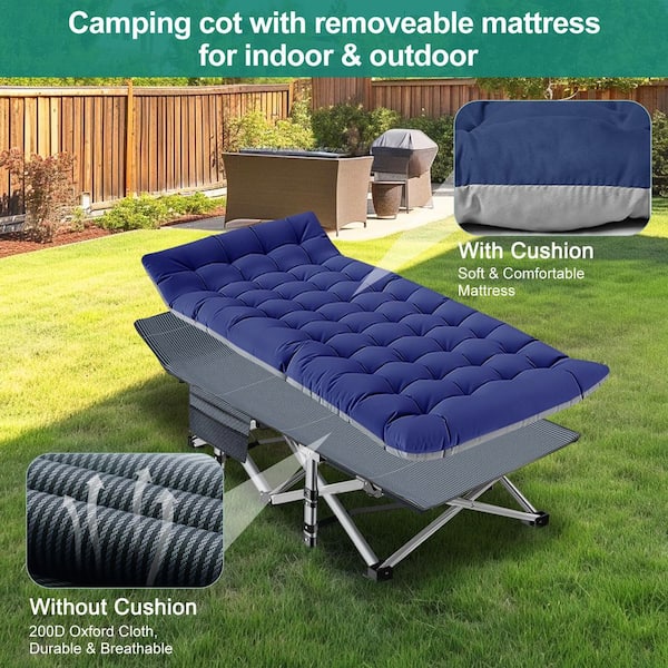 BOZTIY Folding Camping Cot XL with Carry Bag, Double Layer Oxford