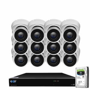 16-Channel 8MP 4TB NVR Smart Security Camera System w/ 12 Wired Bullet Cameras 3.6 mm Fixed Lens Artificial Intelligence