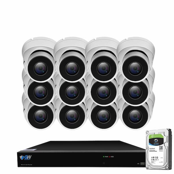 GW Security 16-Channel 8MP 4TB NVR Smart Security Camera System w/ 12 Wired Bullet Cameras 3.6 mm Fixed Lens Artificial Intelligence