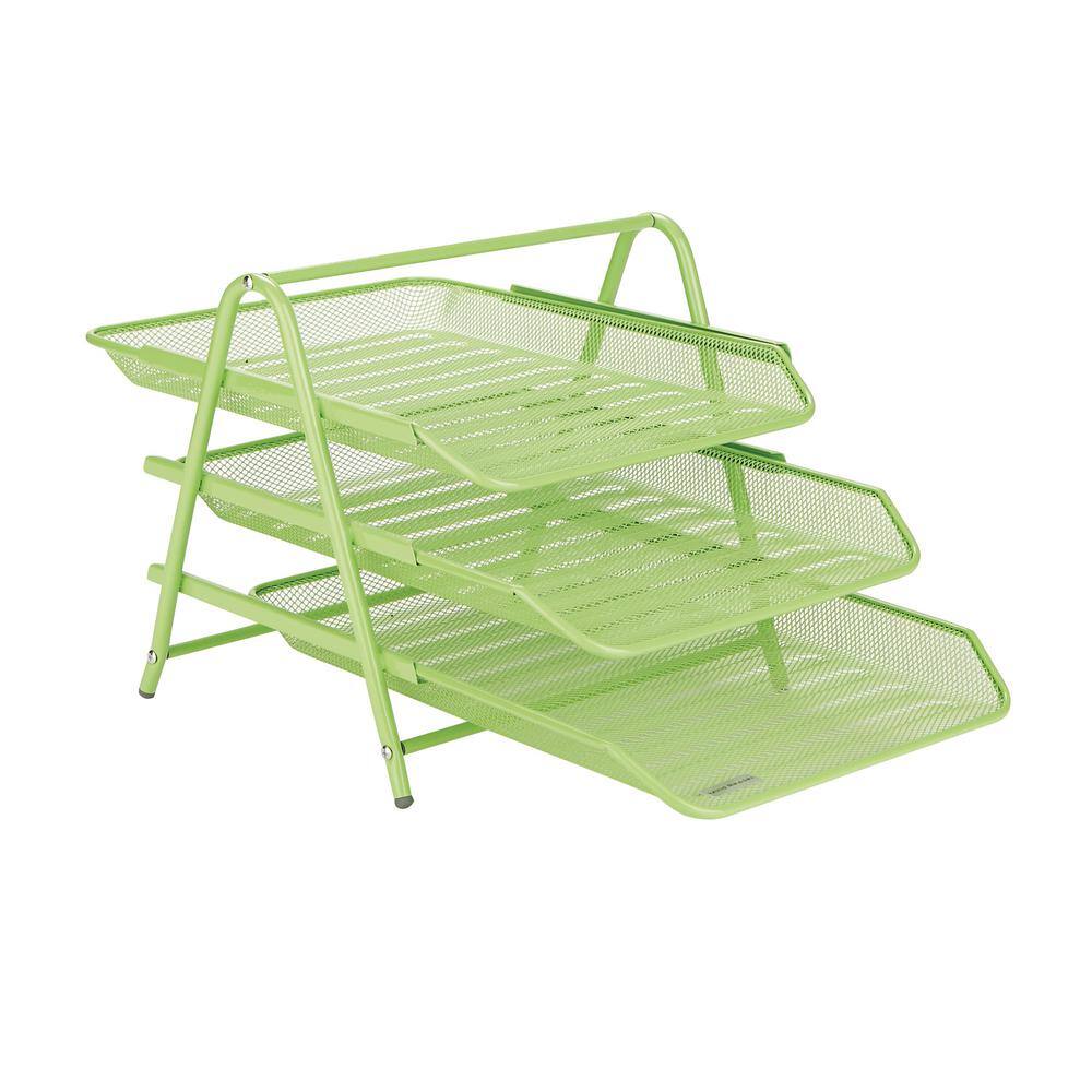Desk Organizer with 3Sliding Trays for Letters, Documents, Mail, Files, Paper, Green 3TPAPER