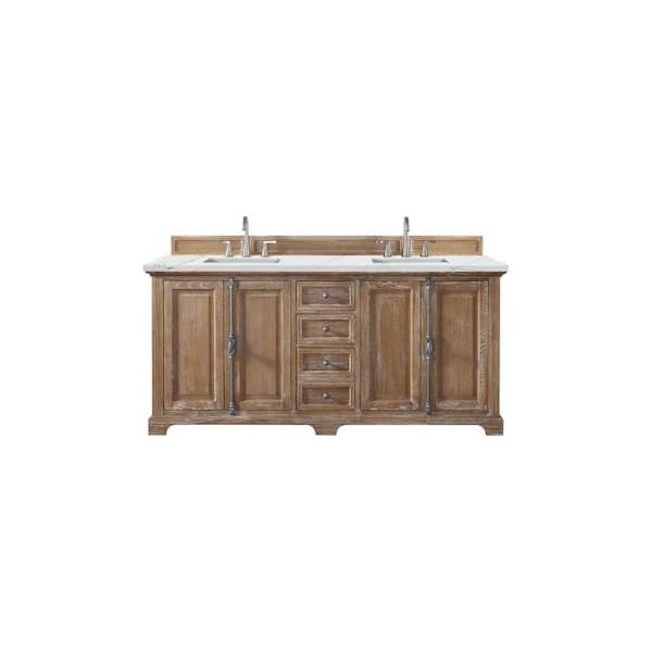 James Martin Vanities Providence 72 in. W x 23.5 in. D x 34.3 in. H Double Bath Vanity in Driftwood with Ethereal Noctis Quartz Top