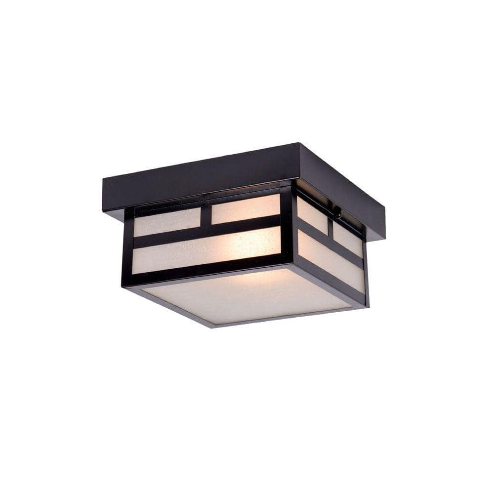 Artisan Matte Black and Frosted Glass 8.25" Indoor/Outdoor Ceiling Light