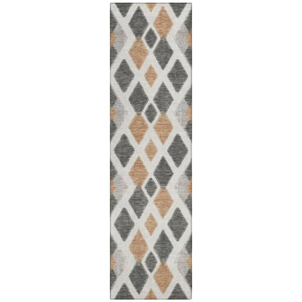 Chantille Machine Washable Indoor/Outdoor Abstract ACN3021 Charcoal 2 ft. x 7 ft. Runner Rug