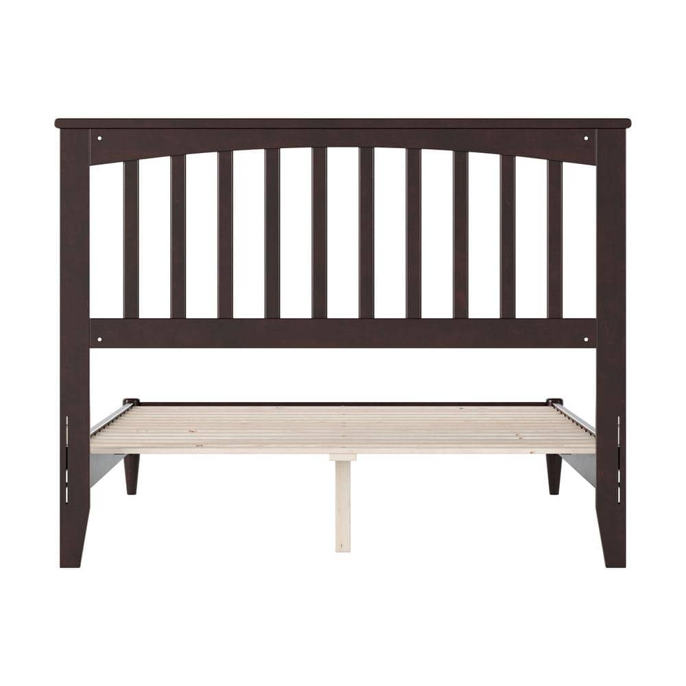 Espresso Full Wood Platform Bed with Slatted Headboard