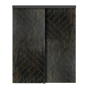 48 in. x 84 in. Hollow Core Charcoal Black Stained Solid Wood Interior Double Sliding Closet Doors