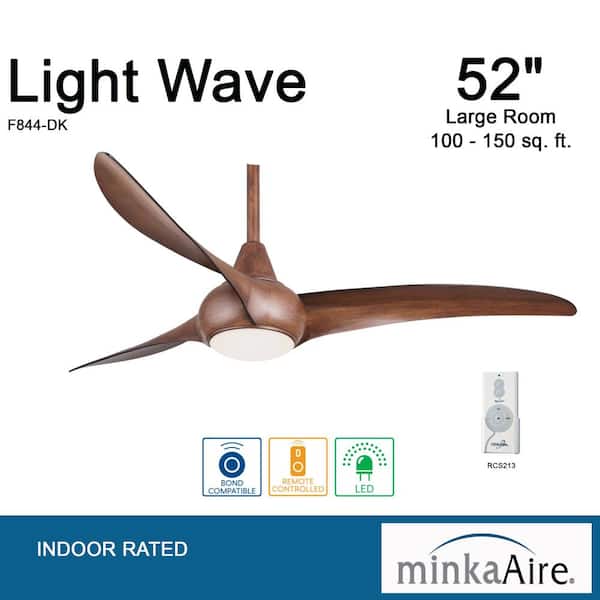 Minka Aire Light Wave 52 In Integrated Led Indoor Distressed Koa Ceiling Fan With Light With Remote Control F844 Dk
