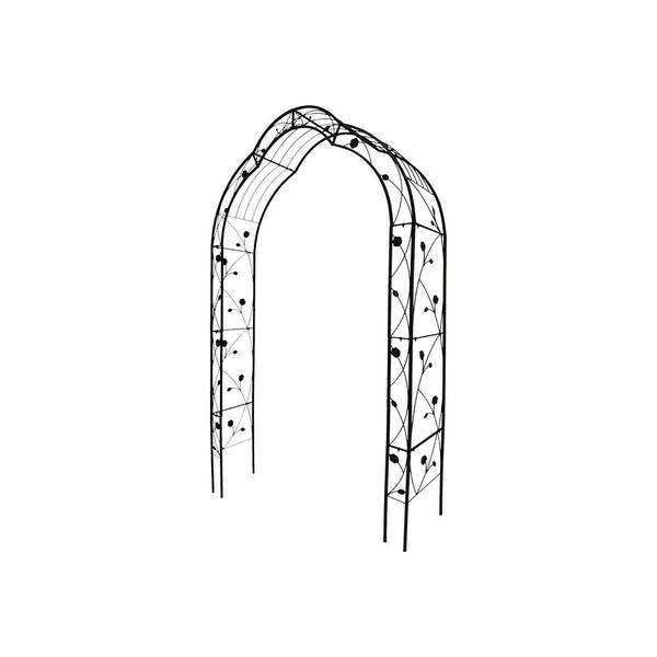98.4 in. x 59 in. Iron Garden Arbor Trellis in Black