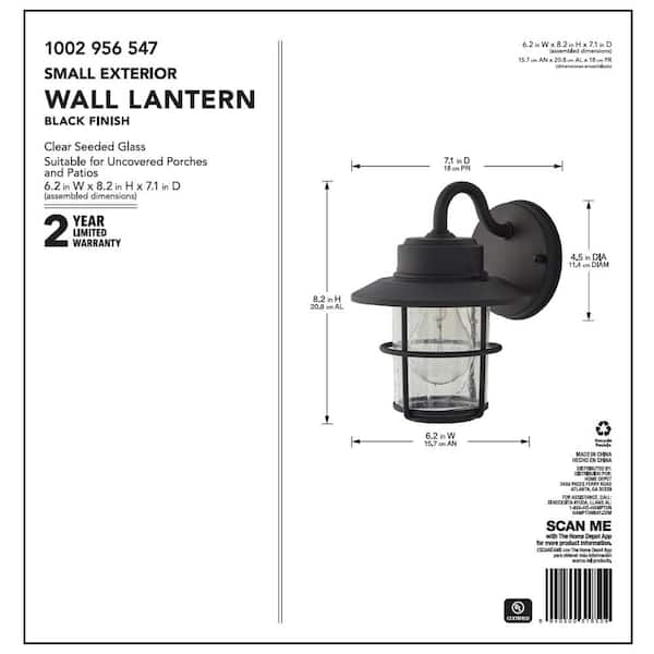 Hampton Bay Mission Style Black with Bronze Highlight Outdoor Wall Lantern  with Built-In Electrical Outlet (GFCI) 30264 - The Home Depot