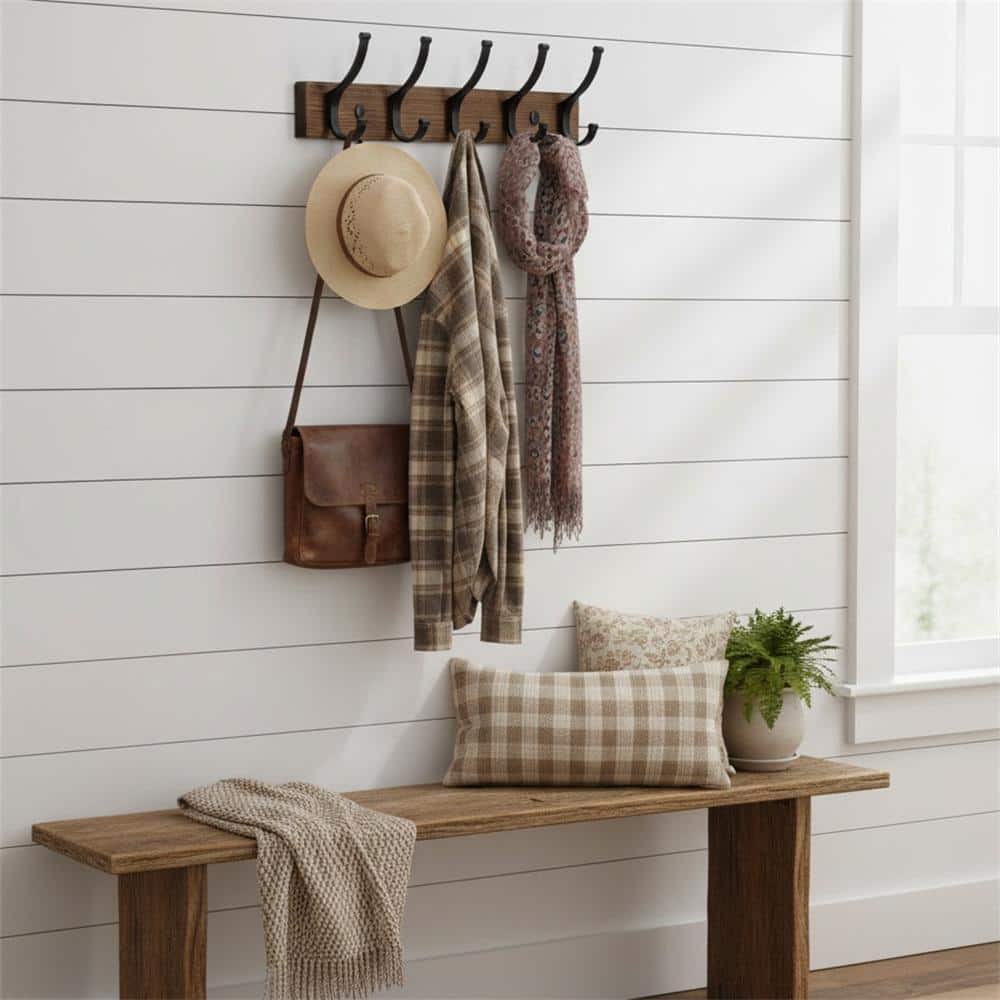 Brown 1-Pack Coat Rack Wall Mount LINBQ419 - The Home Depot