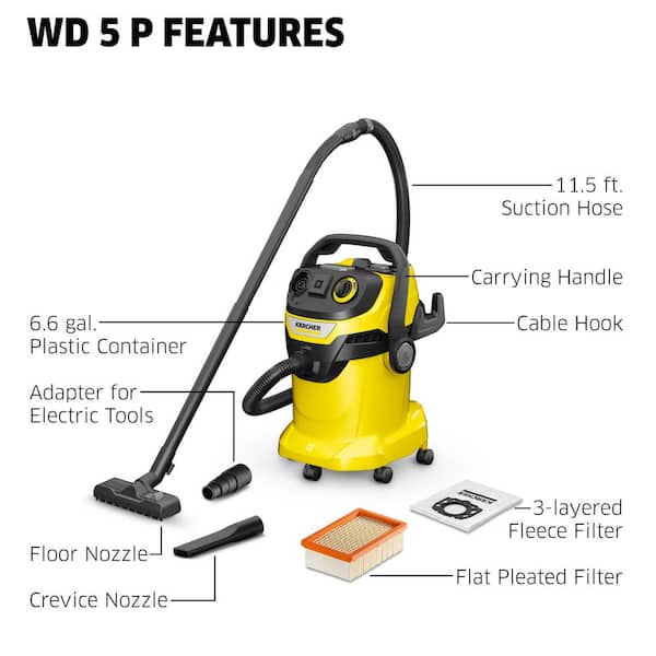 Karcher WD 5/P Multi-Purpose 6.6 Gal. Wet/Dry Shop Vacuum Cleaner