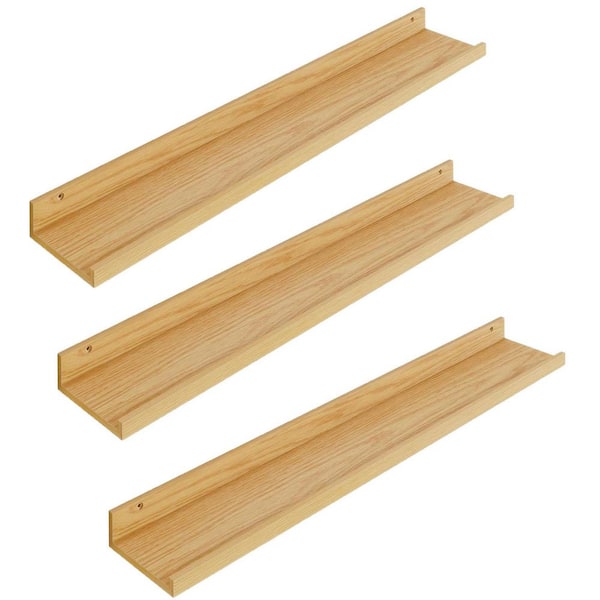 36 in. W x 5.7 in. D Oak Floating Shelves Decorative Wall Shelf Set of 3