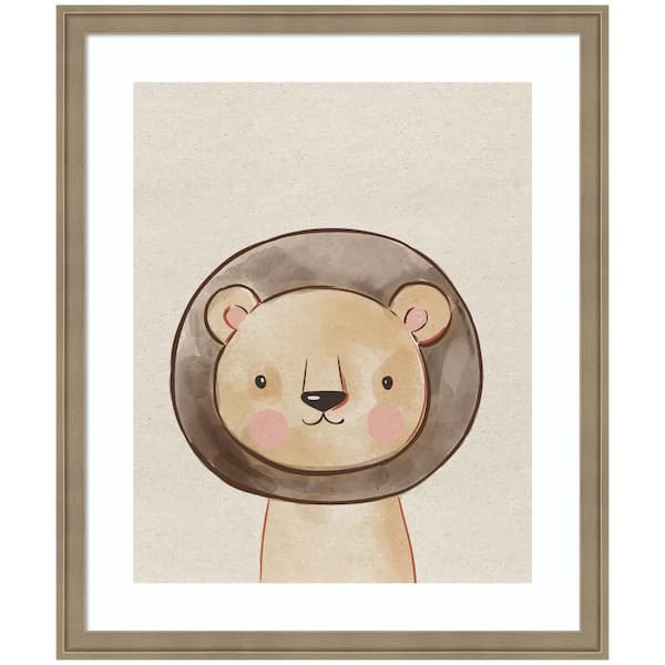 Florence "Baby Animal Lion Natural" by The Creative Bunch Studio Animals Framed Art Print 26 in. x 22 in.