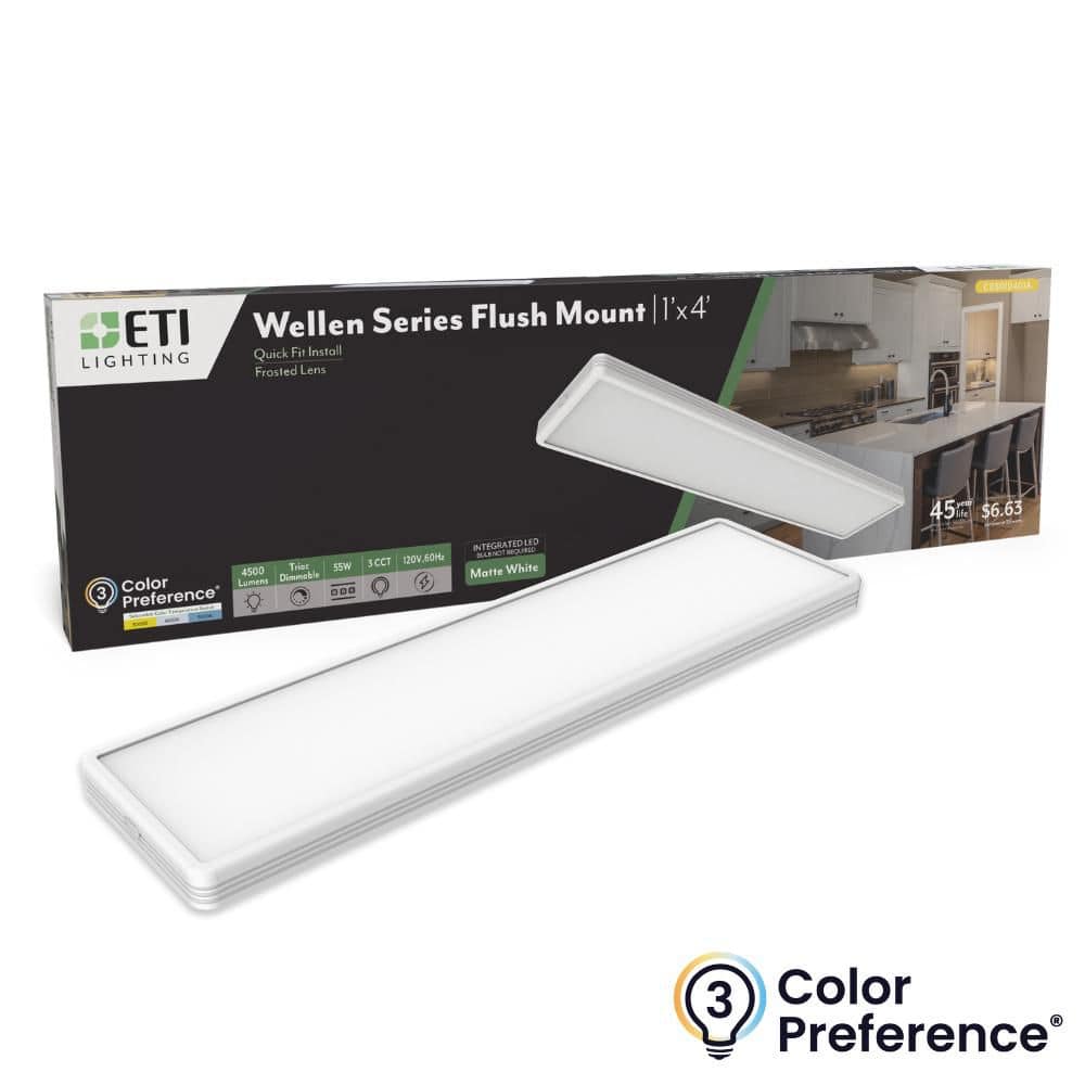 WELLEN 46 in. x 12 in. White Ribbed Trim LED Flush Mount Ceiling Light 4500LM 55W Adjustable CCT Easy Install Dimmable price history on PriceWatchPro